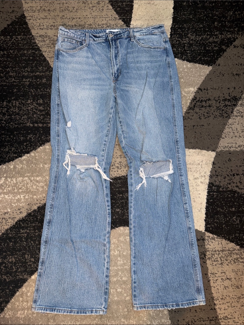 Women’s Straight-Leg Distressed Blue Jeans 32x32